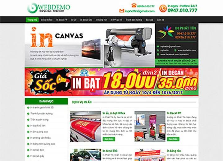 Mẫu website In bạt