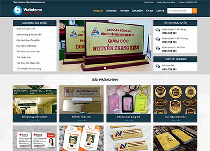 Mẫu website Biển chức danh