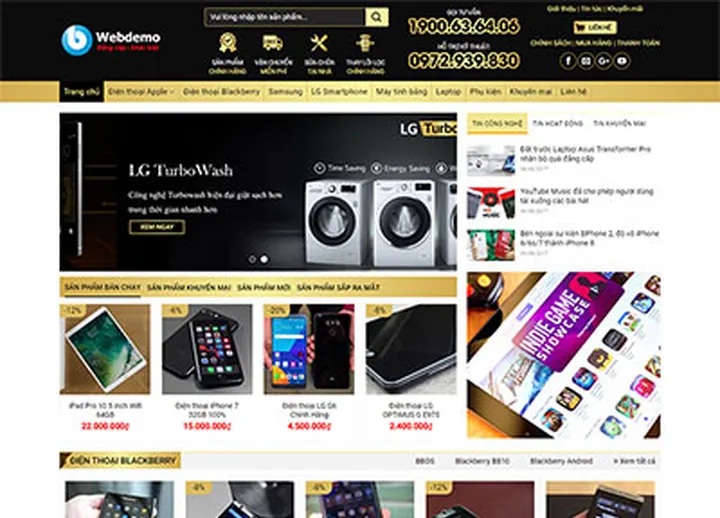 Mẫu website Điện máy