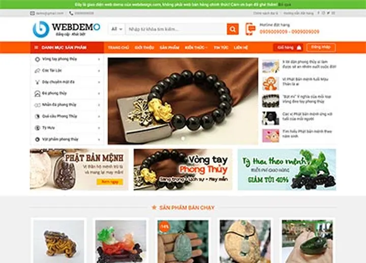 Mẫu website Shop phong thủy