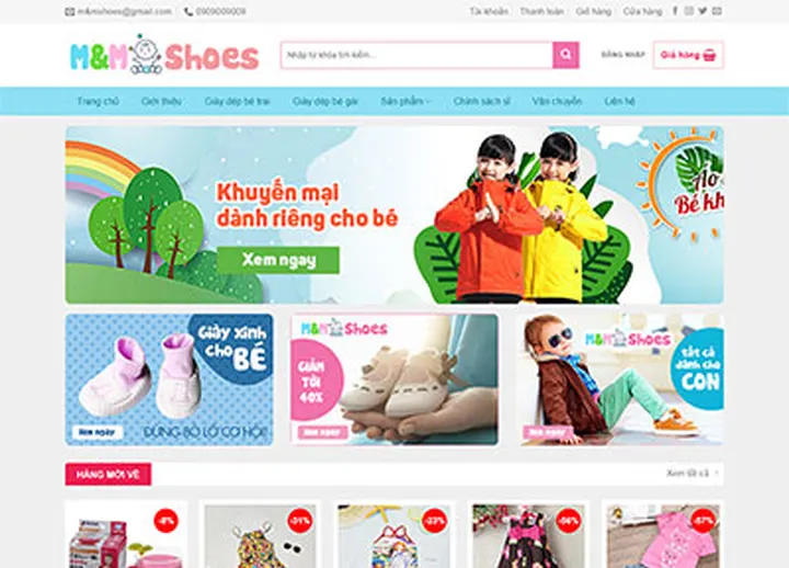 Mẫu website Thời trang trẻ em 2
