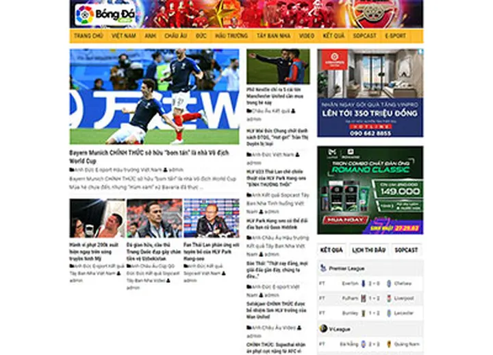 Mẫu website Bóng đá