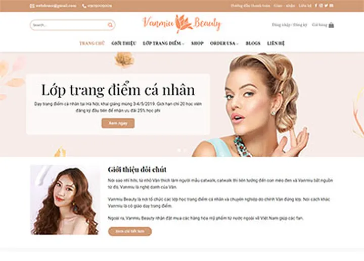 Mẫu website Dạy trang điểm