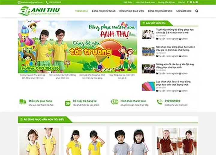 Mẫu website Đồng phục