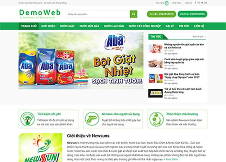 Mẫu website Nước giặt
