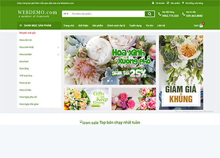 Mẫu website Shop hoa