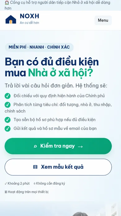 Website NOXH do ONTER triển khai – giao diện mobile