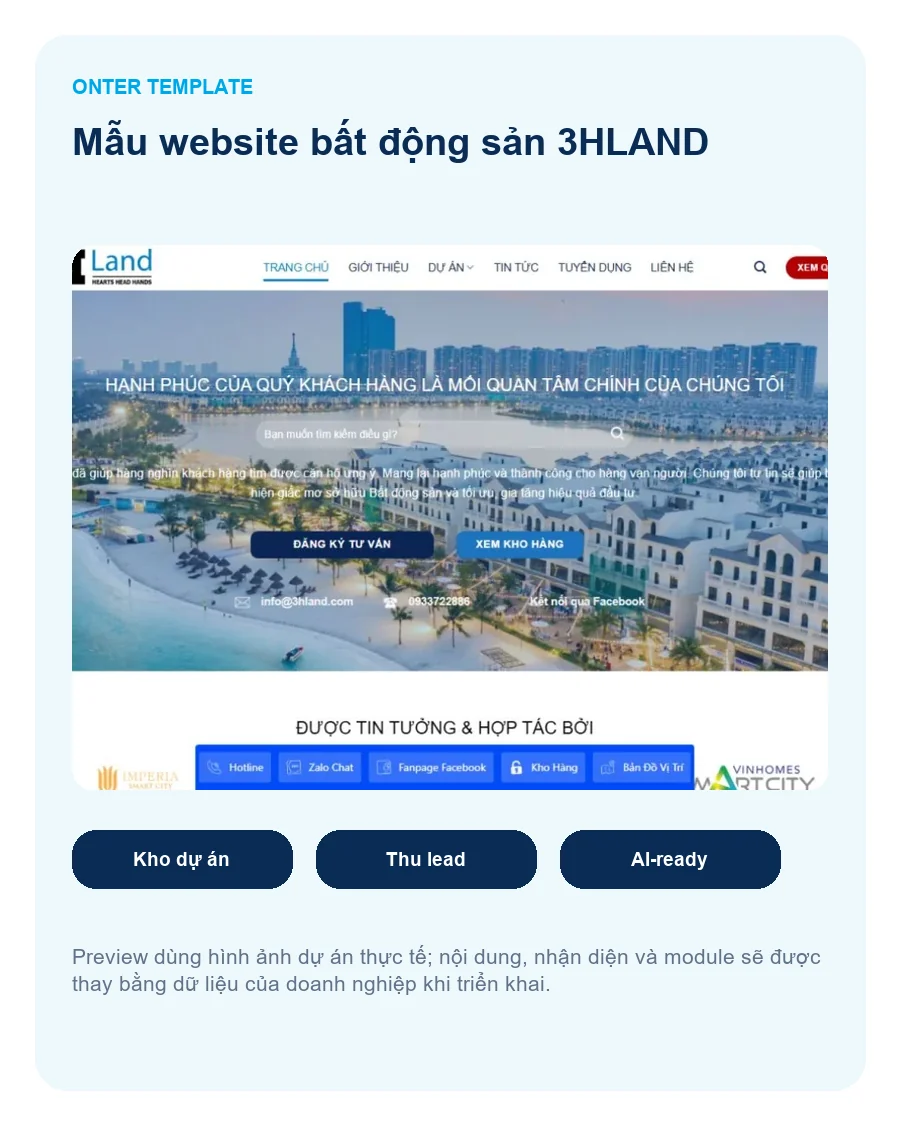 Screenshot 2 mẫu Mẫu website bất động sản 3HLAND