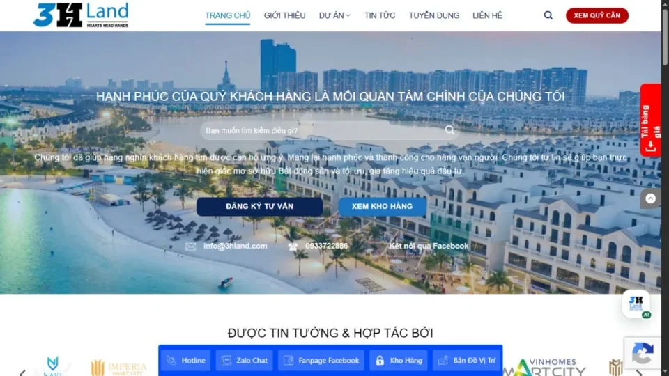 Screenshot 3 mẫu Mẫu website bất động sản 3HLAND