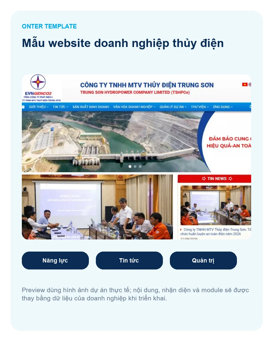 Screenshot 2 mẫu Mẫu website doanh nghiệp Thủy điện Trung Sơn