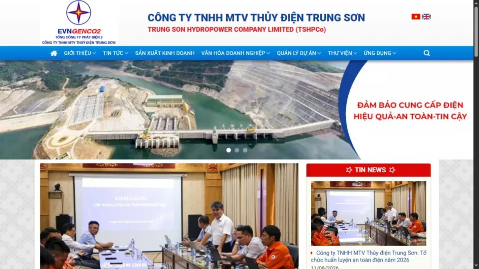Screenshot 3 mẫu Mẫu website doanh nghiệp Thủy điện Trung Sơn